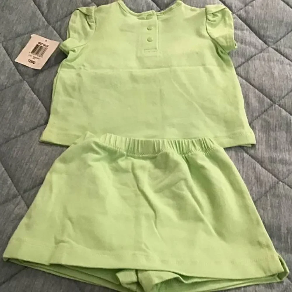 First Impressions 2 pc Lime Green Short Set Size 6-9 Months and 12 Month…